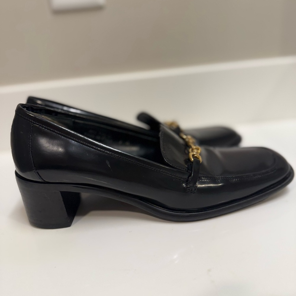 Coach Vintage Made in‎ ITALY Black Leather Block Heel Pumps Sz 7 – RARE - Picture 4 of 7